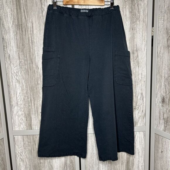 Iridium Pants Wide Leg Oversized Pockets Pull On Black Color Size M - Picture 1 of 7